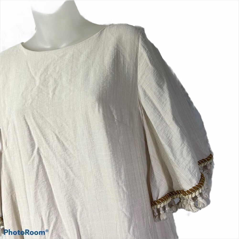 Indikah Hem Drop Waist Tassel Dress Boho Fringe L - image 5